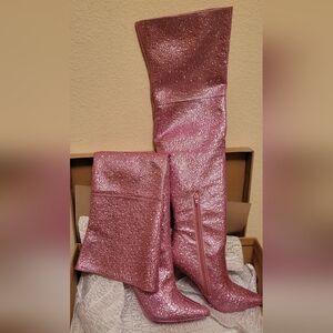 Steve Madden Pink Glitter Heeled Boots
